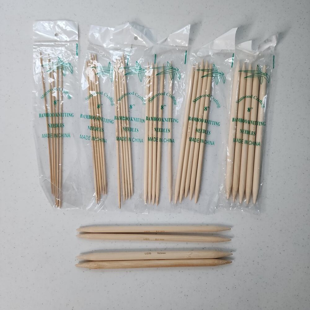 Lot Of 8 Inch Bamboo Knitting Needles Different Sizes Most New In Packages
